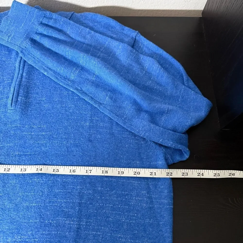 J Crew Sweater Men Sz L Blue Raglan Half Zip Long Sleeve Mock Neck Cotton Casual